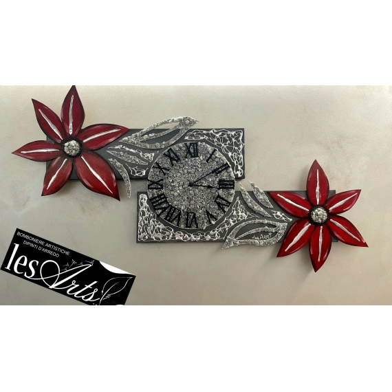 Orologio d'arredo antracite Margherite rosse