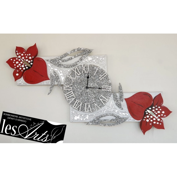 Orologio d'arredo fiori rossi