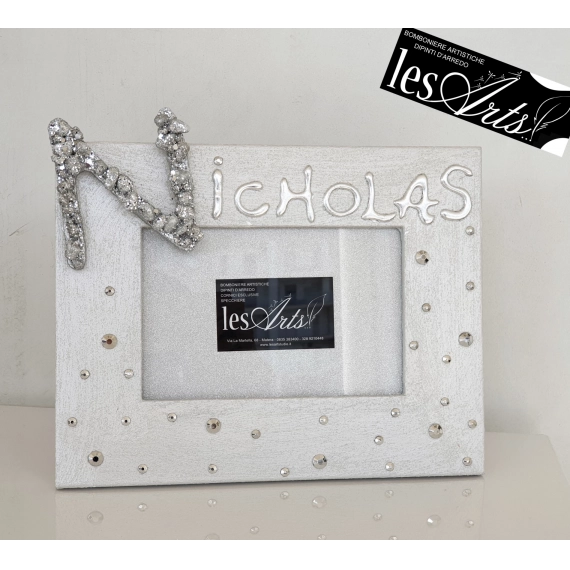 Portafoto personalizzato bianco argento