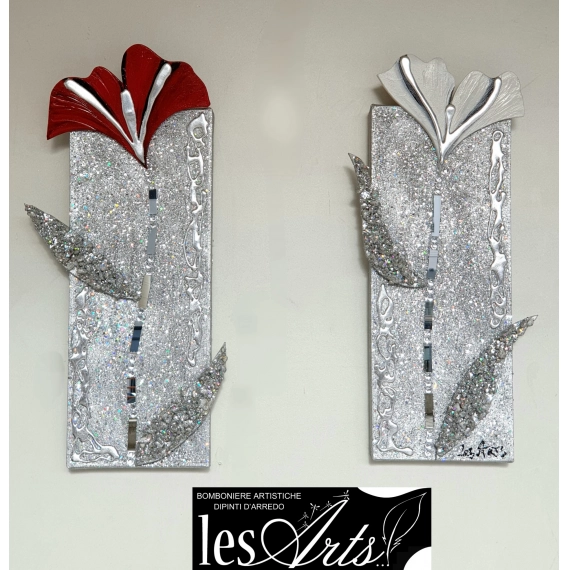 Scomposto glitterato bianco/rosso