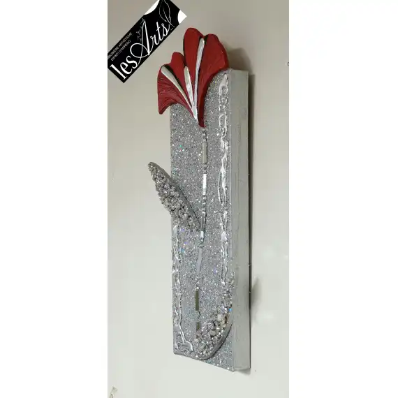 Dipinto glitterato fiore rosso