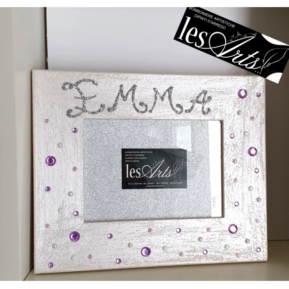 Portafoto personalizzato con nome strass glicine