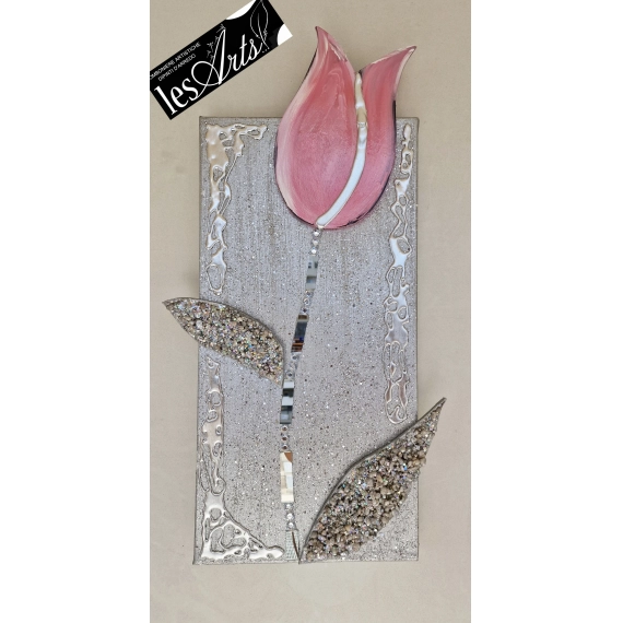 Tulipano rosa sfondo glitter