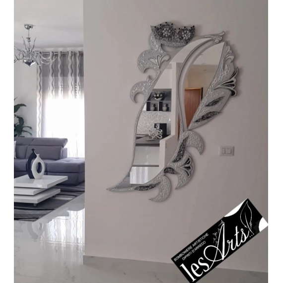 Specchiera 2 pezzi argento nera