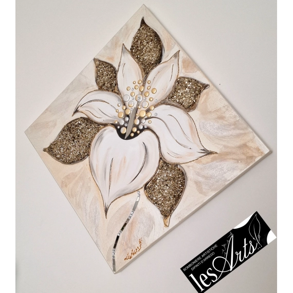 Fiore bianco oro 60x60