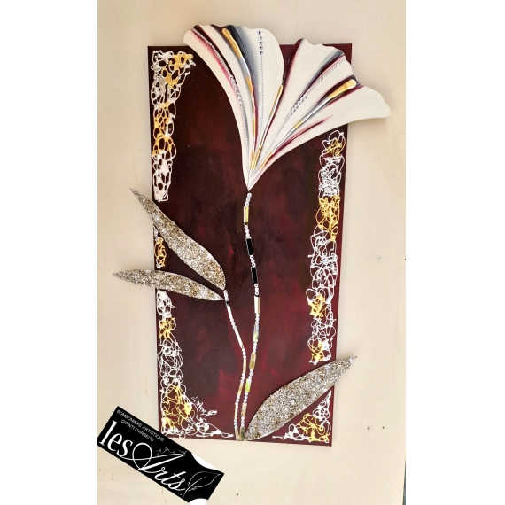 Fiore bianco/ bordeaux