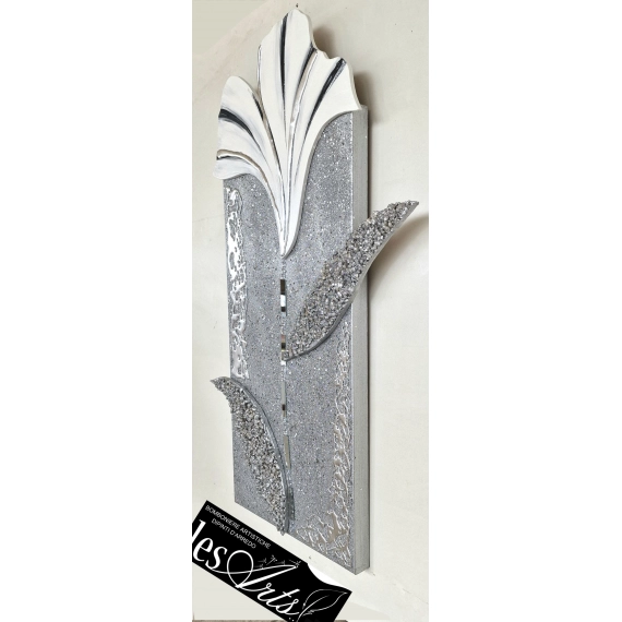 Dipinto 40x80 glitter fiore bianco