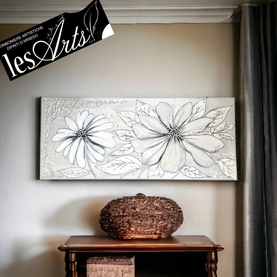 Dipinto fiori bianchi 120x60 